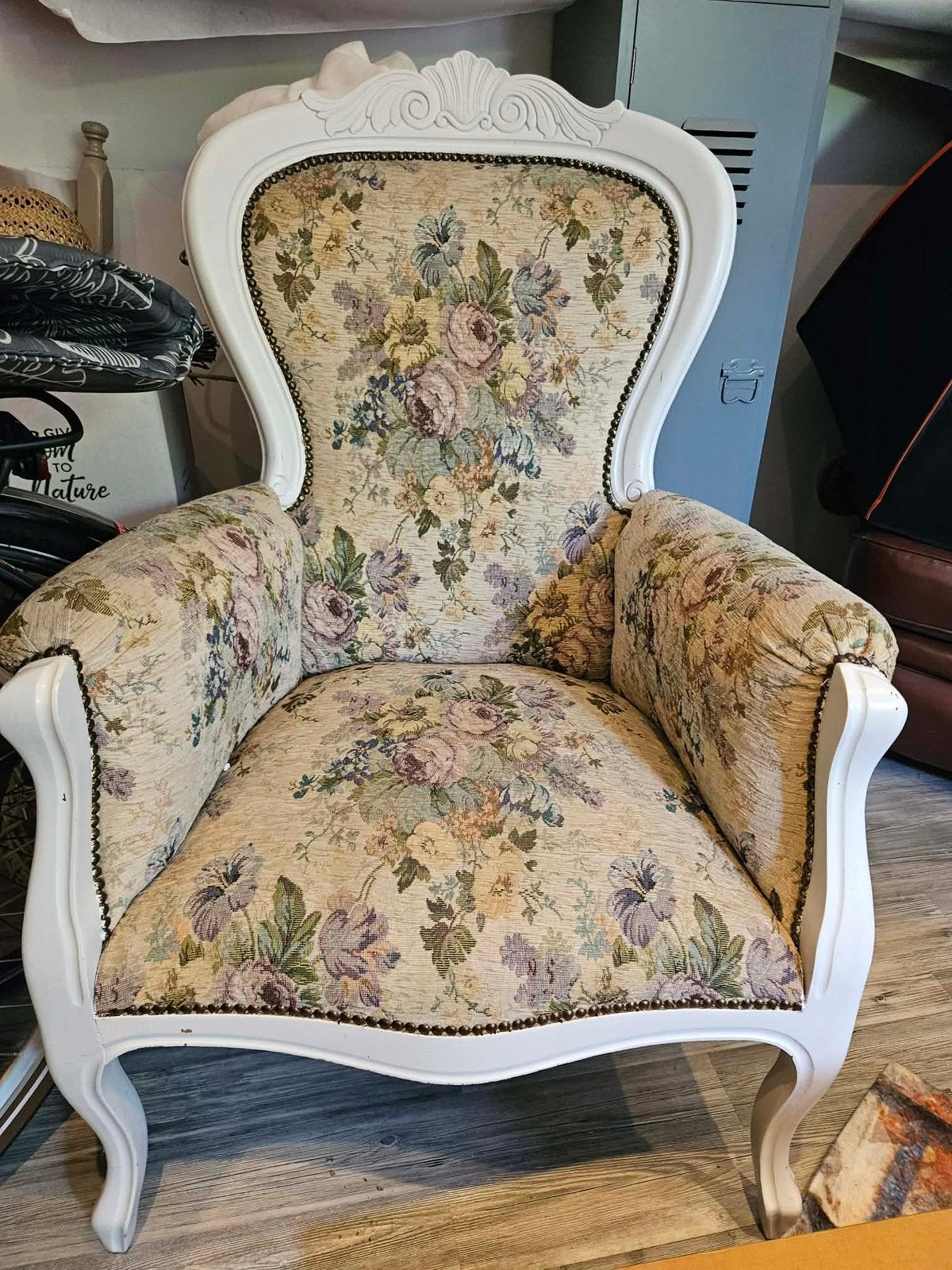 Prachtige klassieke brocante oorfauteuil, Antiek en Kunst, Ophalen