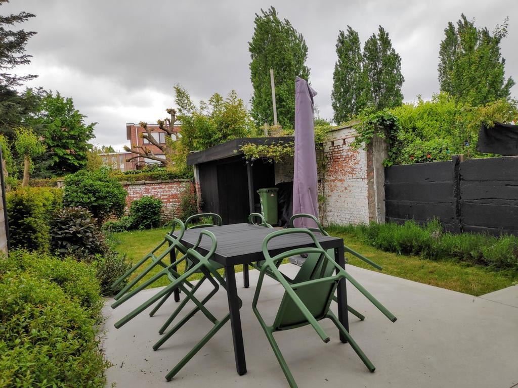 Tuintafel 185x90x74 cm houtcomposiet en aluminium zwart, Ophalen, Aluminium