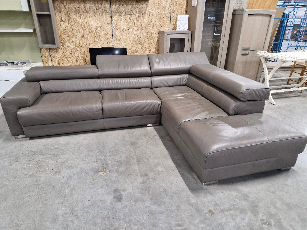 Hoeksalon in kleur taupe, Ophalen, Gebruikt, Hoekbank