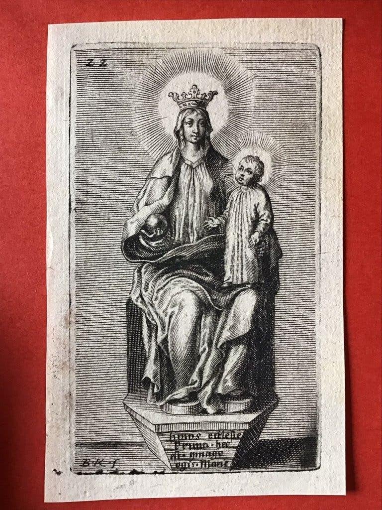 17e gravure Bartholomäus Kilian Augsburg Madonna en Kind, Antiek en Kunst, Ophalen of Verzenden