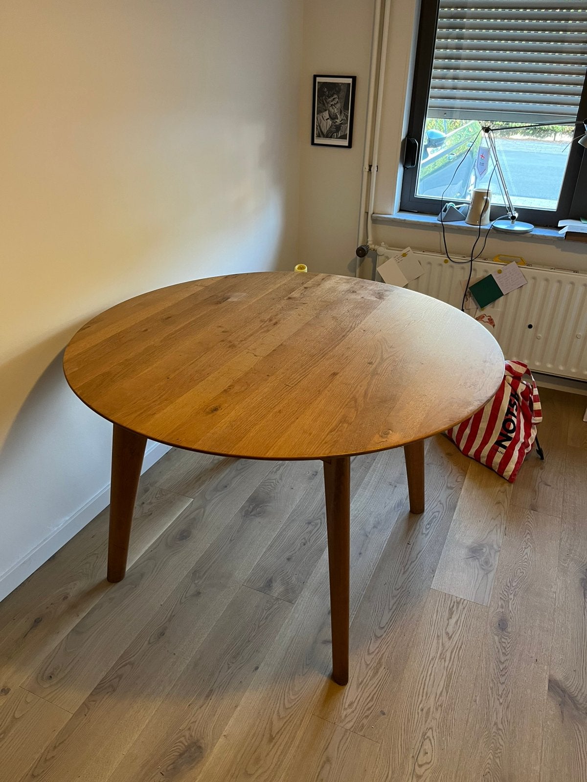 Ronde eettafel eik, Huis en Inrichting, Tafels | Eettafels, Ophalen, Gebruikt, Rond, Eikenhout