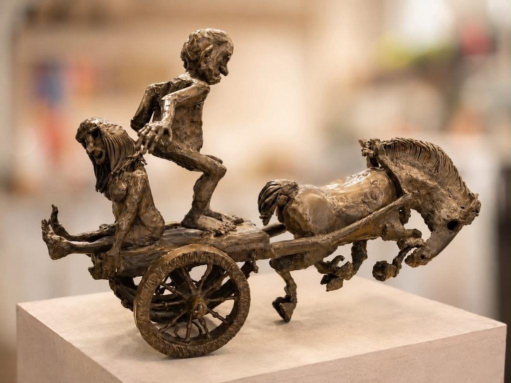Jef Claerhout, Antiek en Kunst, Kunst | Beelden en Houtsnijwerken, Ophalen, Groep mensen, 50 - 100 cm, Beeld