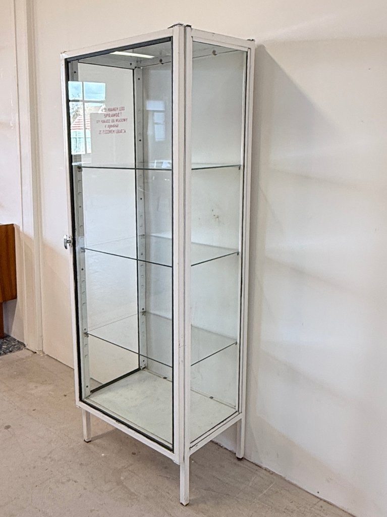 Vintage Poolse Medische Vitrinekast 1960s, Ophalen, Vintage, 50 tot 100 cm, Glas