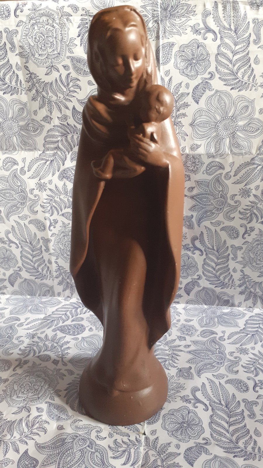 vierge a l'enfant terre cuite peinte chocolat, Enlèvement ou Envoi