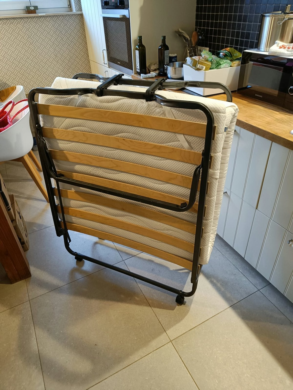 Plooibed met matras, Ophalen, 90 cm, Eenpersoons, Zwart