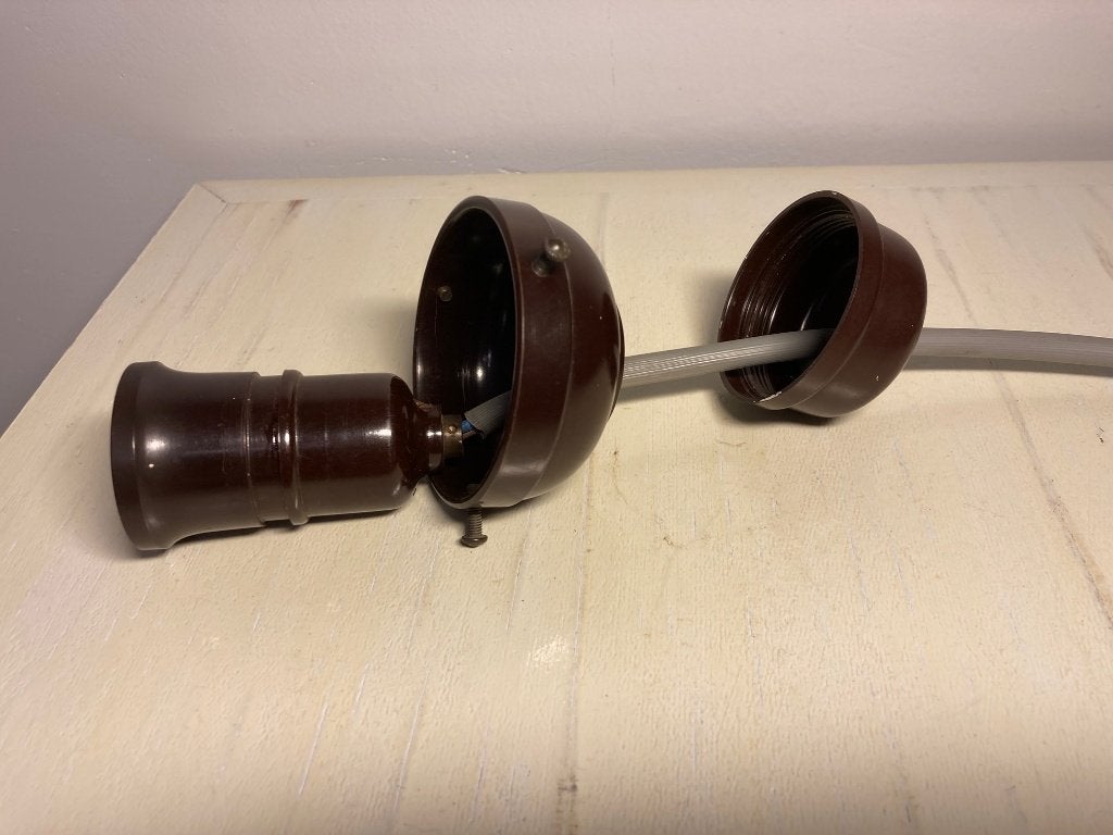 Antieke bakelieten fitting voor lampenkap, Ophalen of Verzenden