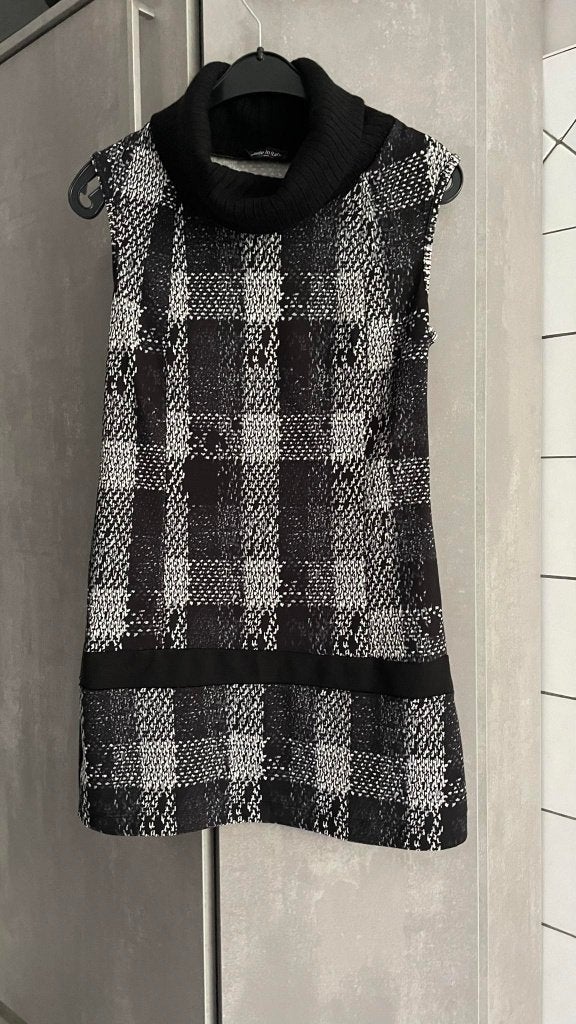 Nieuwe jurk coltrui mouwloos kort grijs zwart S, Nieuw, Ophalen of Verzenden, Made in italy, Maat 36 (S)