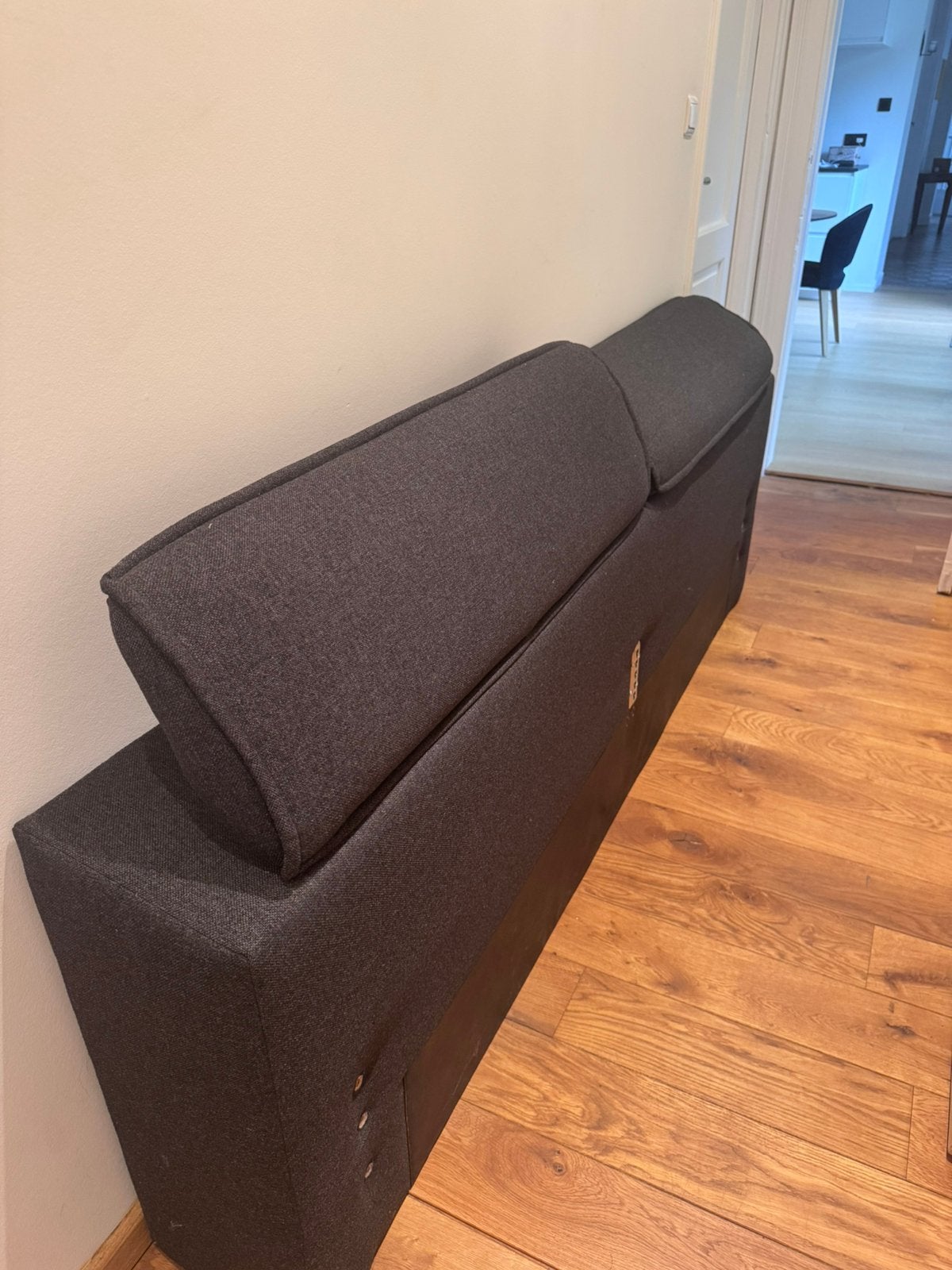 Tete de lit gris foncee, Autres dimensions, Gris, Tissu, Comme neuf