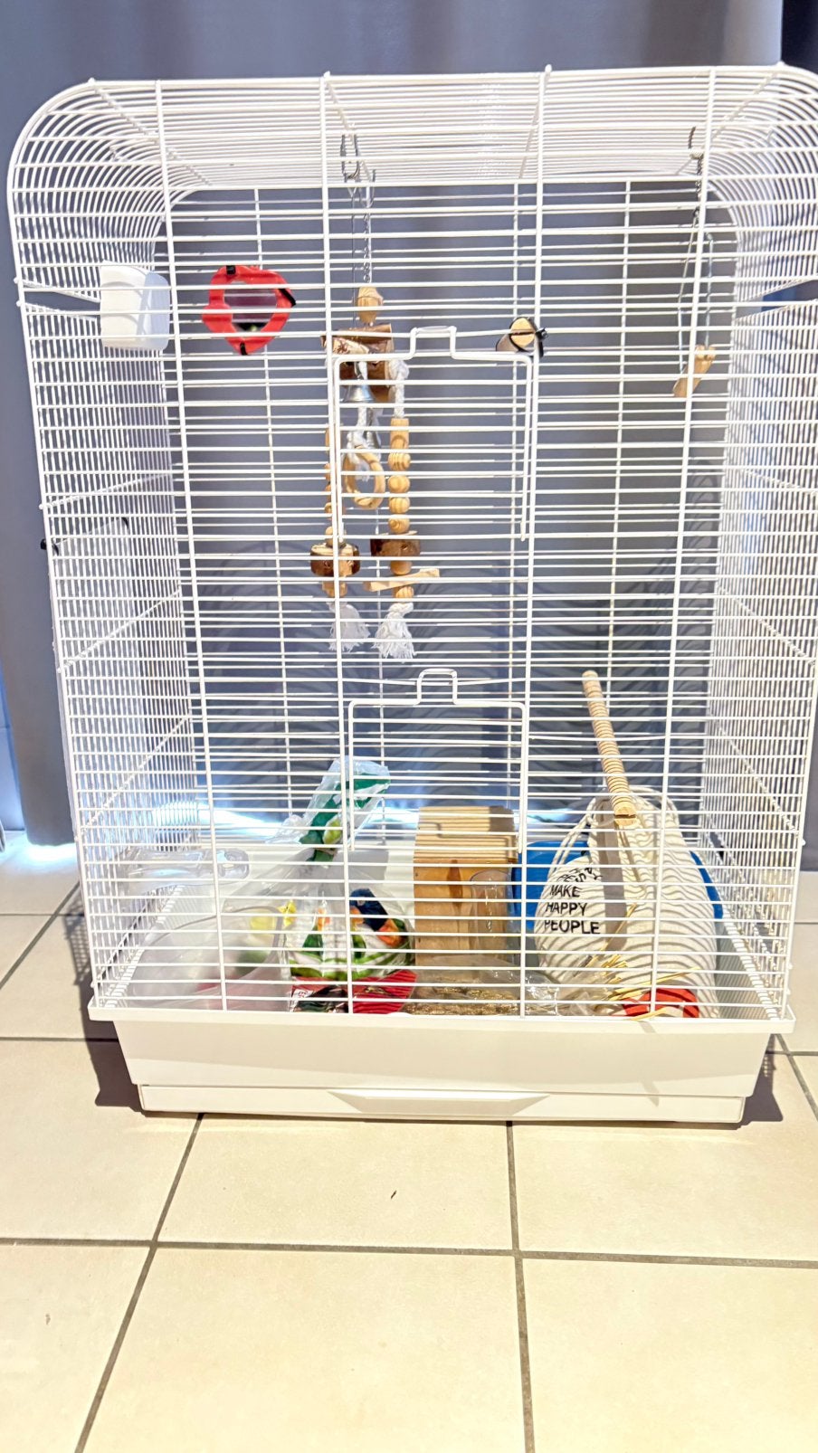 Vogelkooi met accessoires, Ophalen, Gebruikt, Kunststof, Vogelkooi