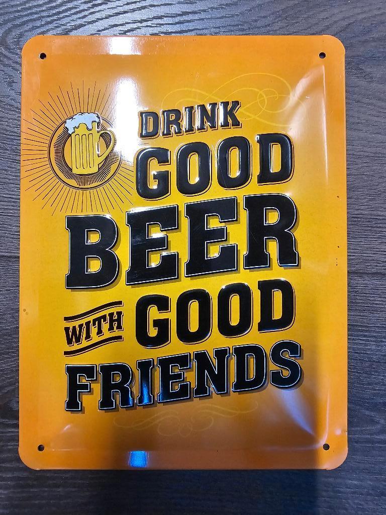 Bier spreuk reclamebord, Ophalen, Zo goed als nieuw, Reclamebord