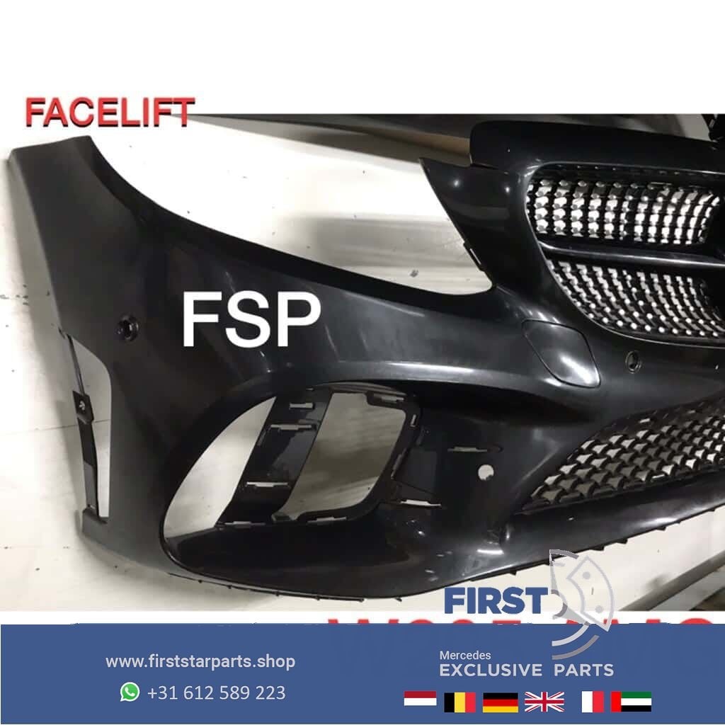 W205 Facelift AMG Voorbumper + diamond gril 2019 Mercedes C, Auto-onderdelen, Gebruikt, -, Voor, Ophalen of Verzenden