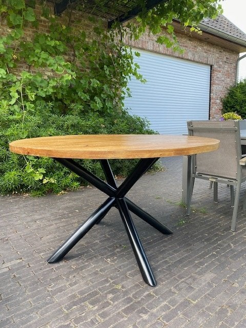 Ronde tafel (binnen) - 130 cm, Huis en Inrichting, Tafels | Eettafels, Ophalen, Rond, Zo goed als nieuw, Vijf personen of meer