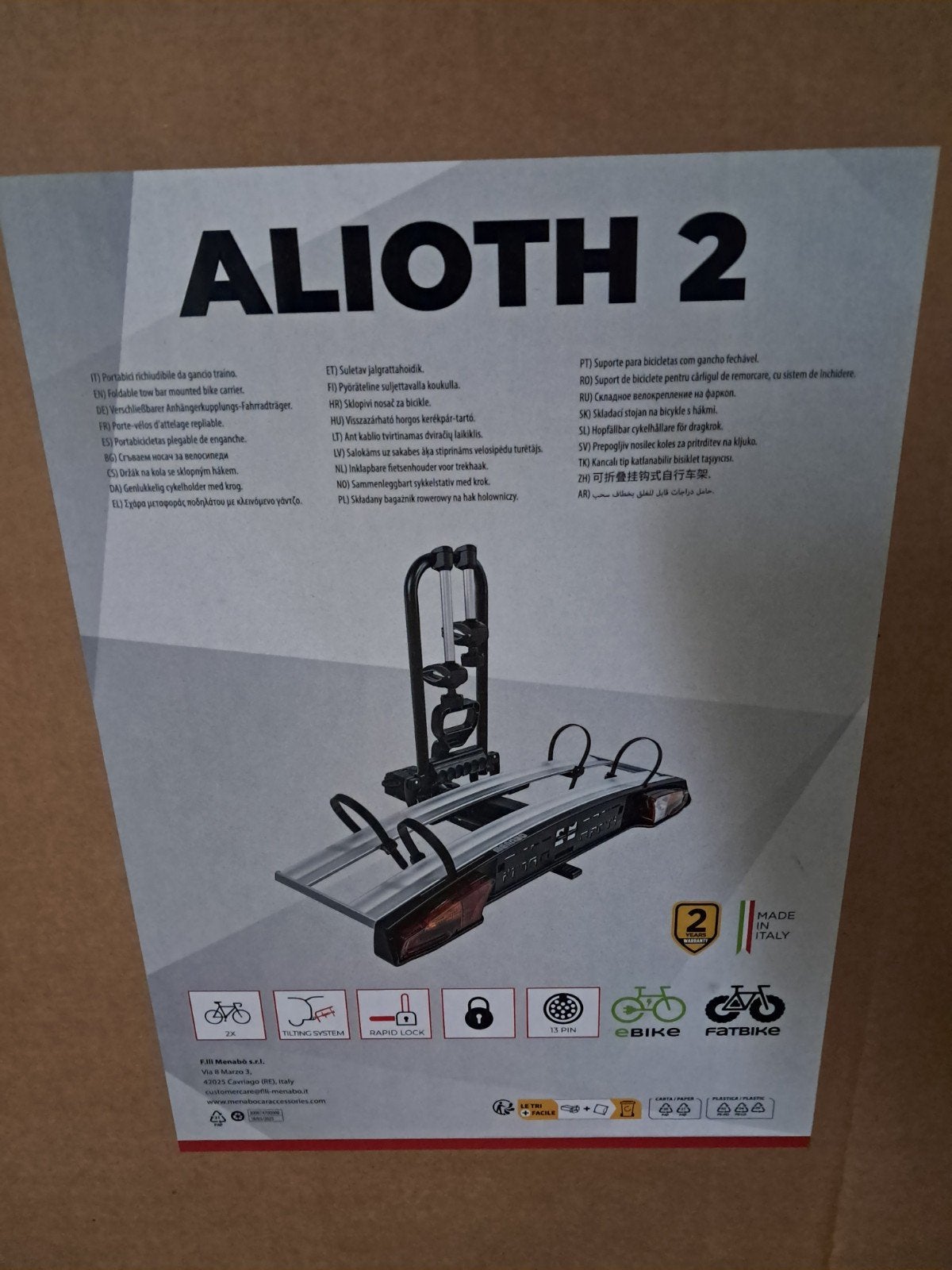 Fietsendrager Menabo Alioth2, Ophalen