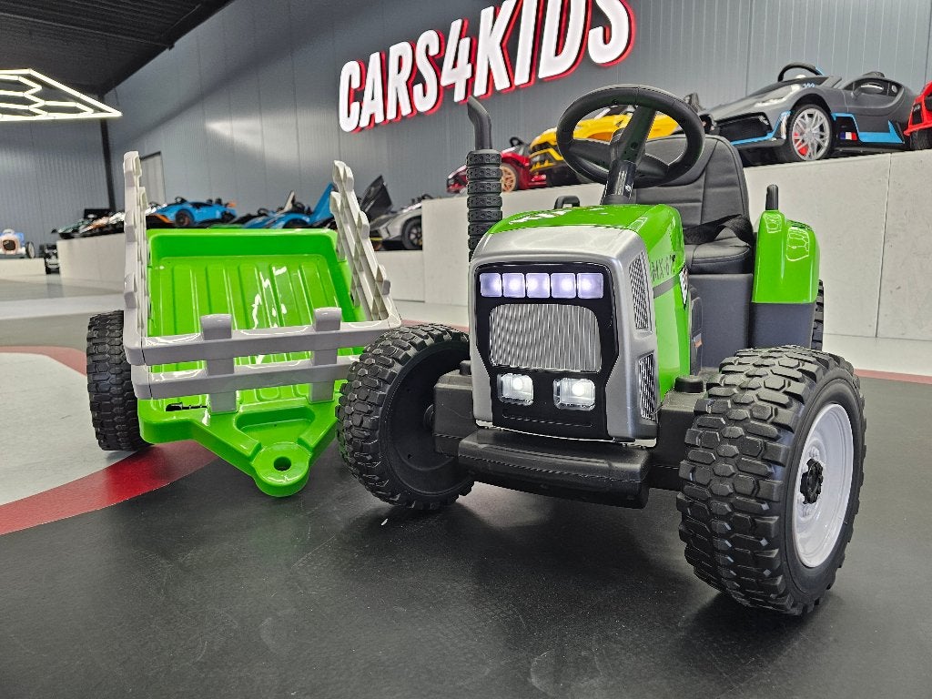 Kindertractor met aanhanger - 12 volt - leren zit - RC, Kinderen en Baby's, Speelgoed |Speelgoedvoertuigen, Ophalen of Verzenden