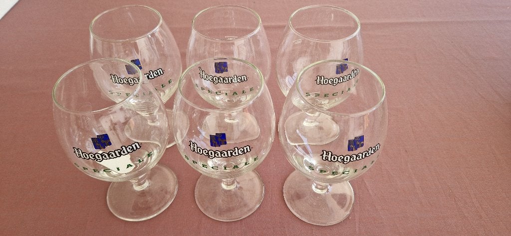 6 bierglazen Hoegaarden Speciale, 2,50 € per glas, Verzamelen, Ophalen