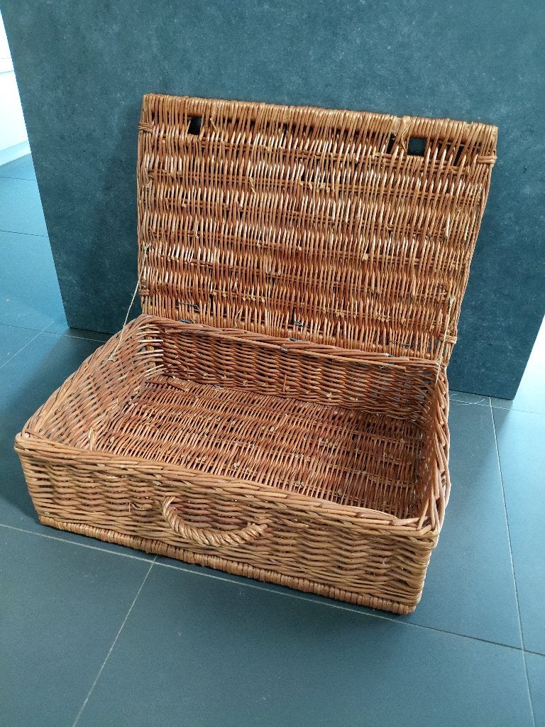 Mooie vintage rieten opbergkoffer / rotan mand, Ophalen, Mand