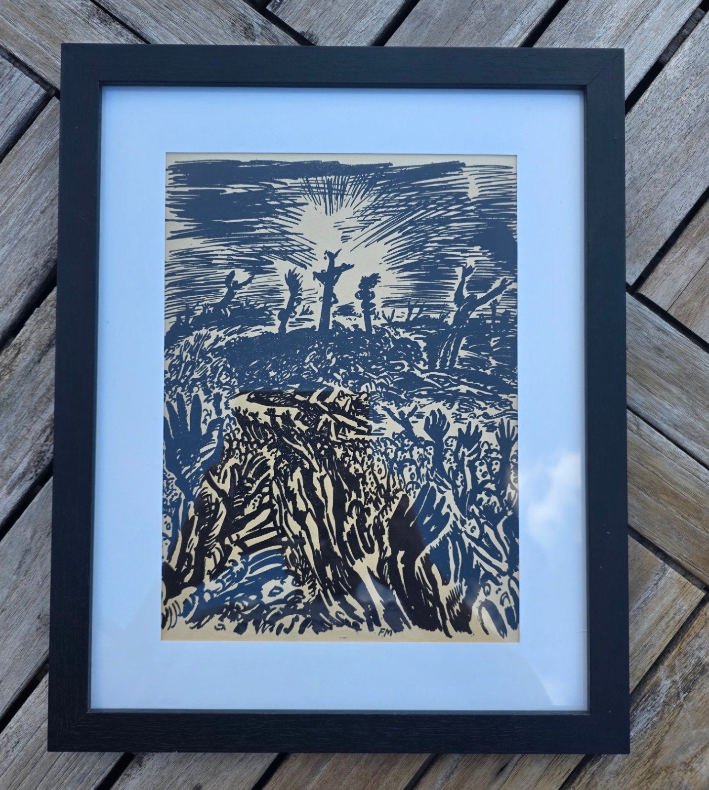 Frans Masereel houtsnede 25x18 gesigneerd in de plaat, Antiquités & Art, Enlèvement ou Envoi, Gravure sur bois, Signé