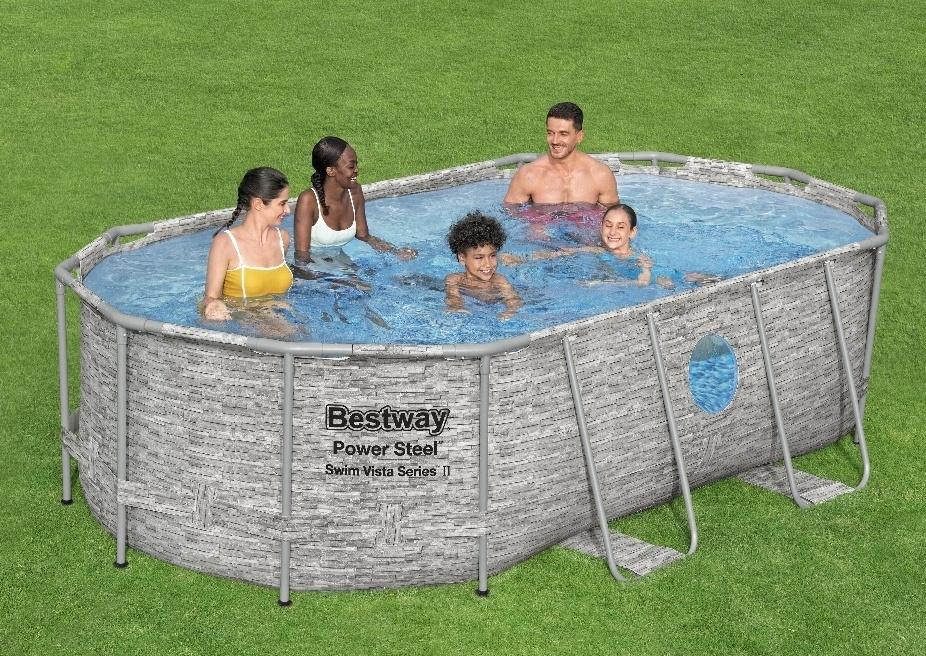 Piscine BESTWAY ovale 4.27 x 2.5 x1m neuve avec pompe filtre, Enlèvement, Neuf, Ovale