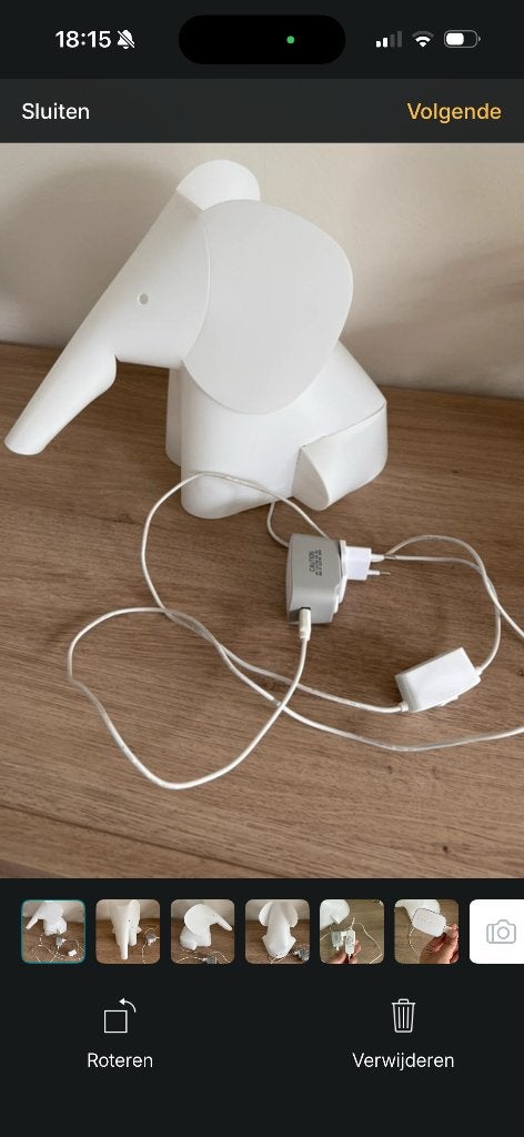 ZzzooLight nachtlamp olifant, Kinderen en Baby's, Overige merken, Ophalen of Verzenden, Zo goed als nieuw, Wit
