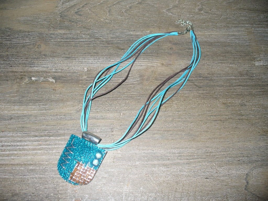 Ketting turkois-bruin, Bijoux, Sacs & Beauté, Enlèvement ou Envoi, Comme neuf, Brun