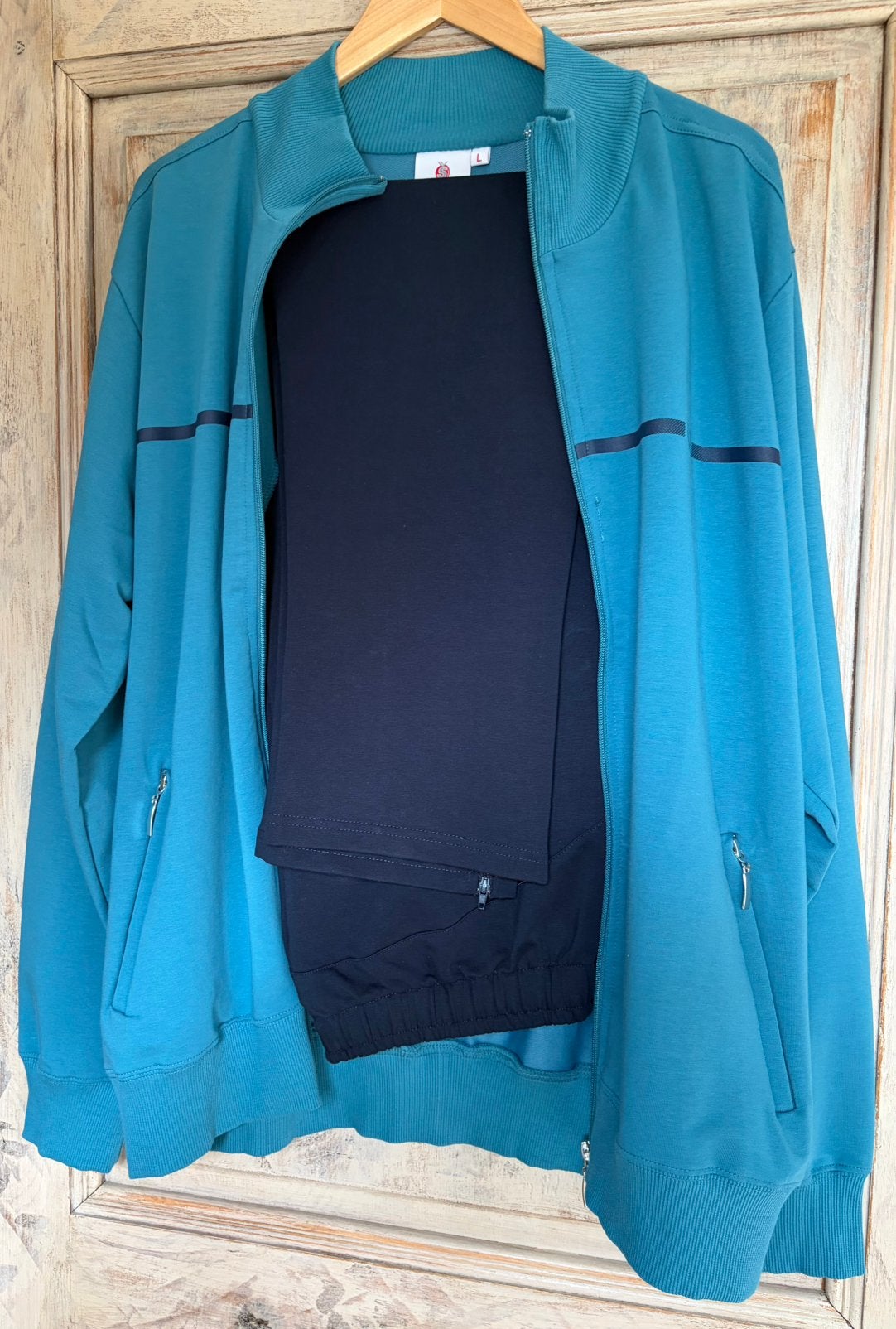 Trainingspak blauw ‘Silvermedal’ maat L, Kleding | Heren, Sportkleding, Ophalen, Zo goed als nieuw, Maat 52/54 (L), Blauw