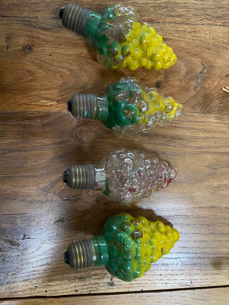 7 vintage gloeilampen (druiventros, toorts), Ophalen of Verzenden