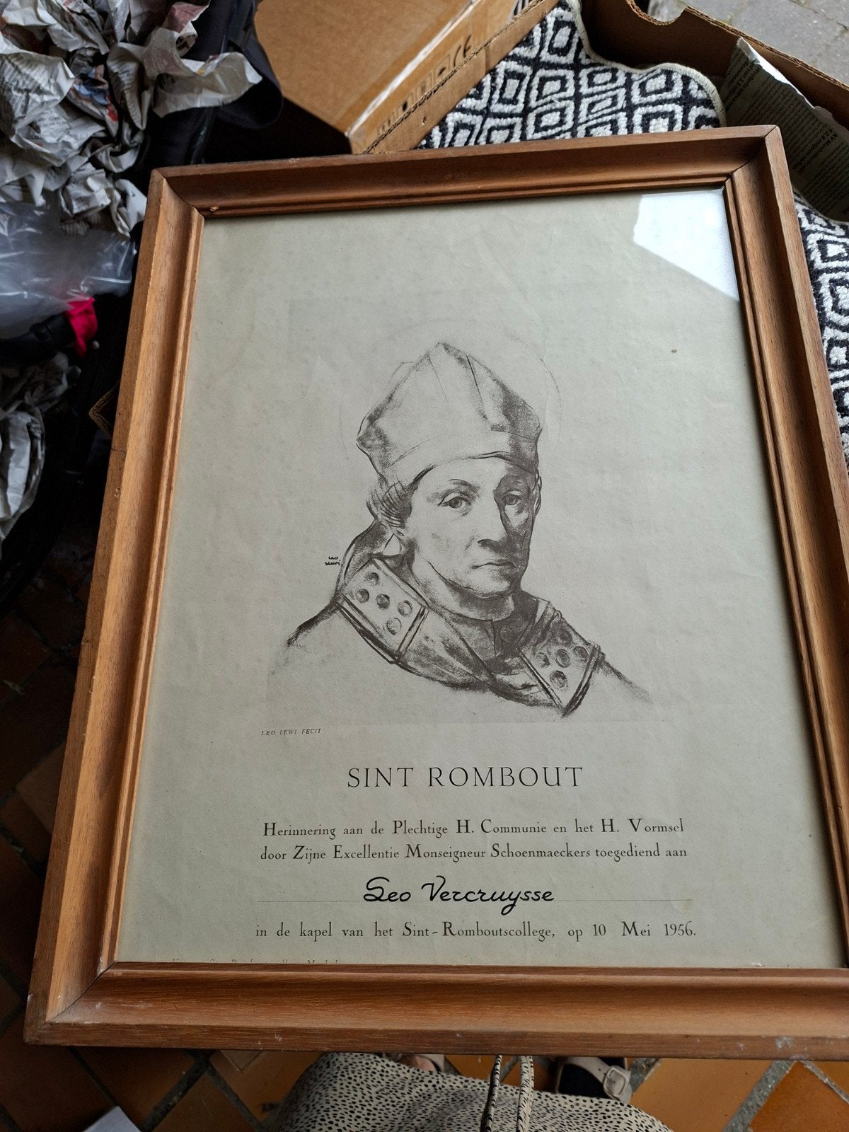 fotolijst Sint Rombout, Antiek en Kunst, Ophalen, Ets, Ingelijst