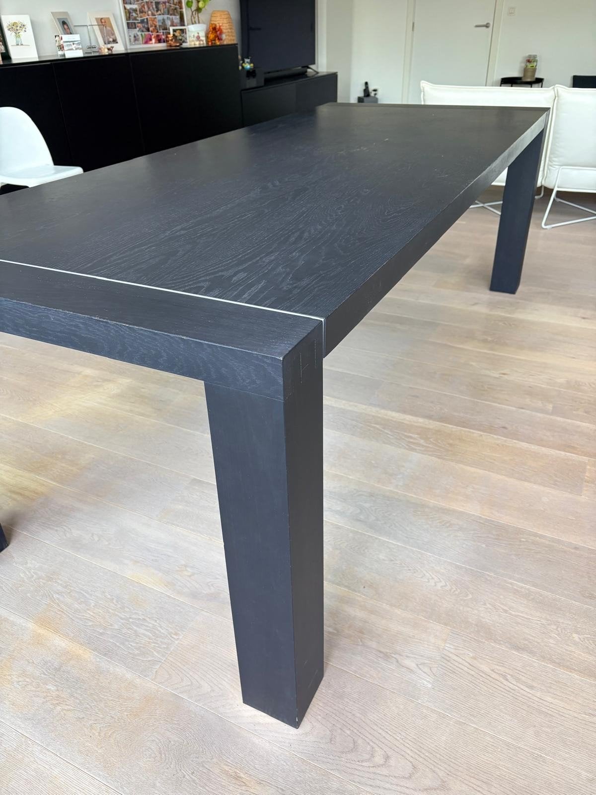 Eetkamertafel Cielo 240x100cm zwart + 6 wit-lederen stoelen, Huis en Inrichting, Tafels | Eettafels, Ophalen