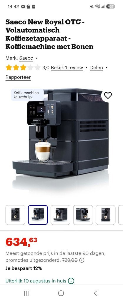 Volautomatisch koffieapparaat, Machine à espresso, Réservoir d'eau amovible, Café en grains, Enlèvement