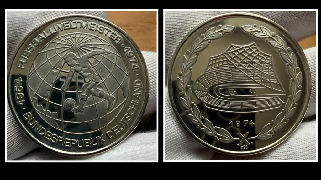 Fußballweltmeister 1974 zilveren munt / penning, Postzegels en Munten, Ophalen of Verzenden, Zilver