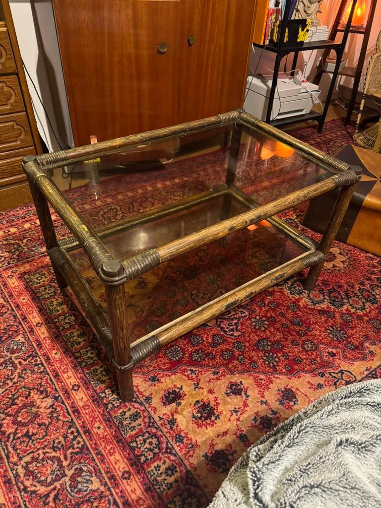 Table basse bambou vintage, Bambou vintage, 50 à 100 cm, Enlèvement, Utilisé