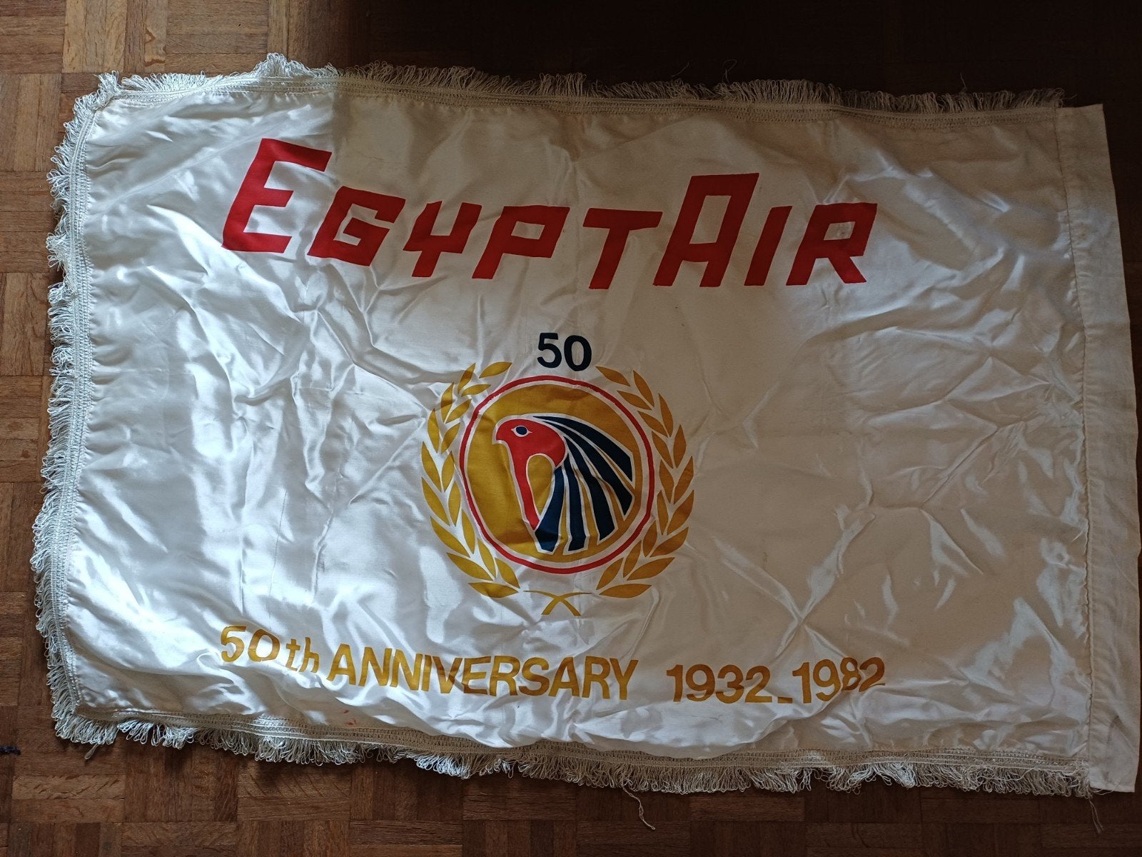 Vlag / vaandel van het 50-jarig bestaan van Egyptair, Verzamelen, Ophalen, Gebruikt, Overige typen