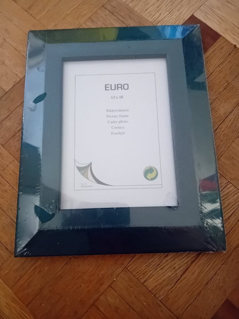 Cadre photo verre et encadrement bois vert avec support, Neuf, Avec verre, Enlèvement, Verre