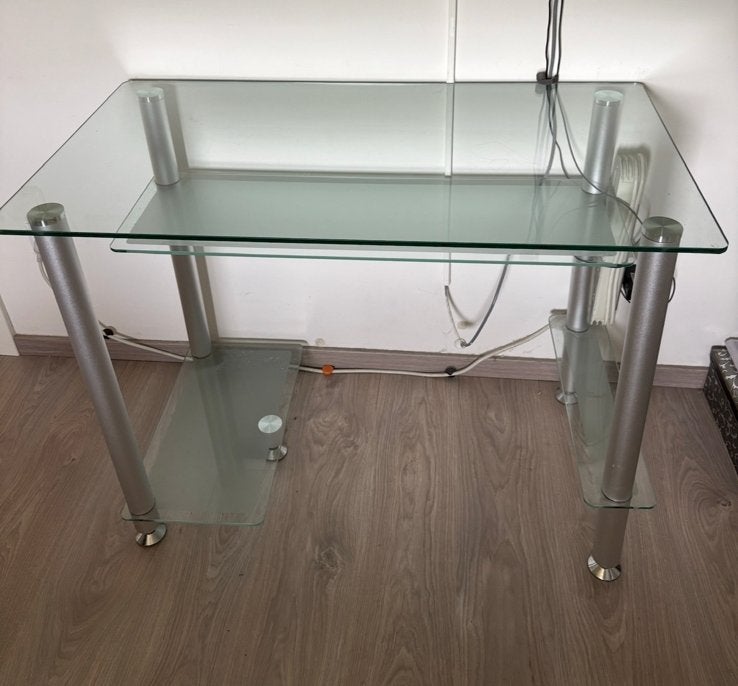 Bureautafel glas/doorzichtig, Ophalen, Zo goed als nieuw, Glas