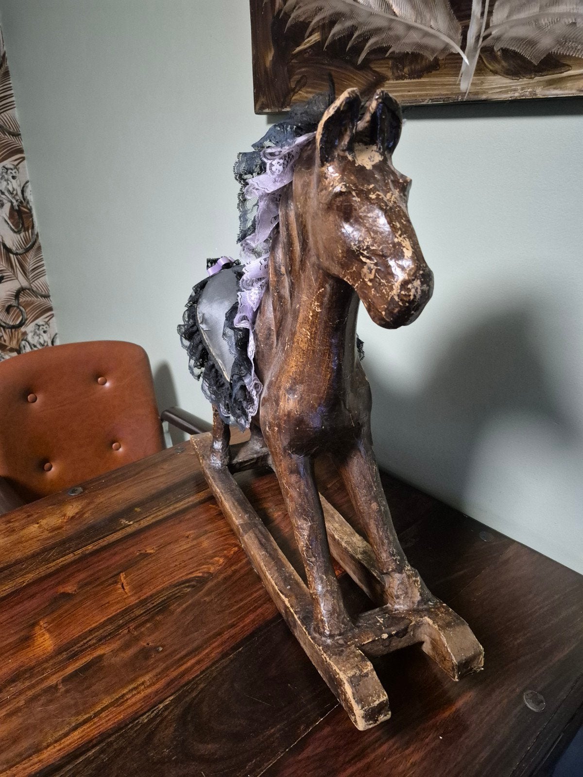decoratief schommelpaard uit papier mache uit de jaren 50, Ophalen of Verzenden