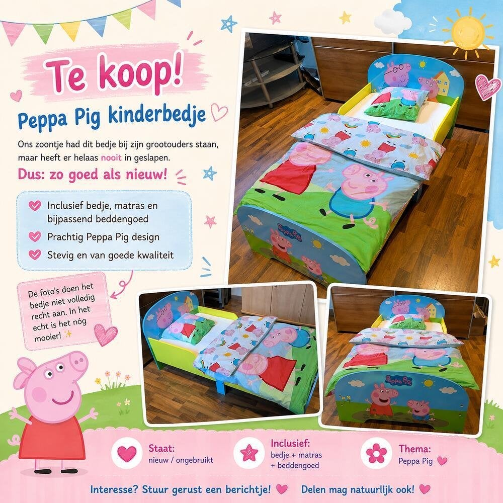 Peppa pig bed, Neuf, Matelas, 70 à 85 cm, Enlèvement
