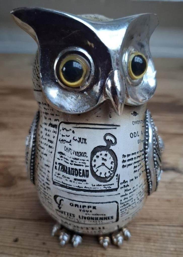 Uil old paper met Franse teksten, Enlèvement ou Envoi, Comme neuf, Oiseaux, Statue ou Figurine