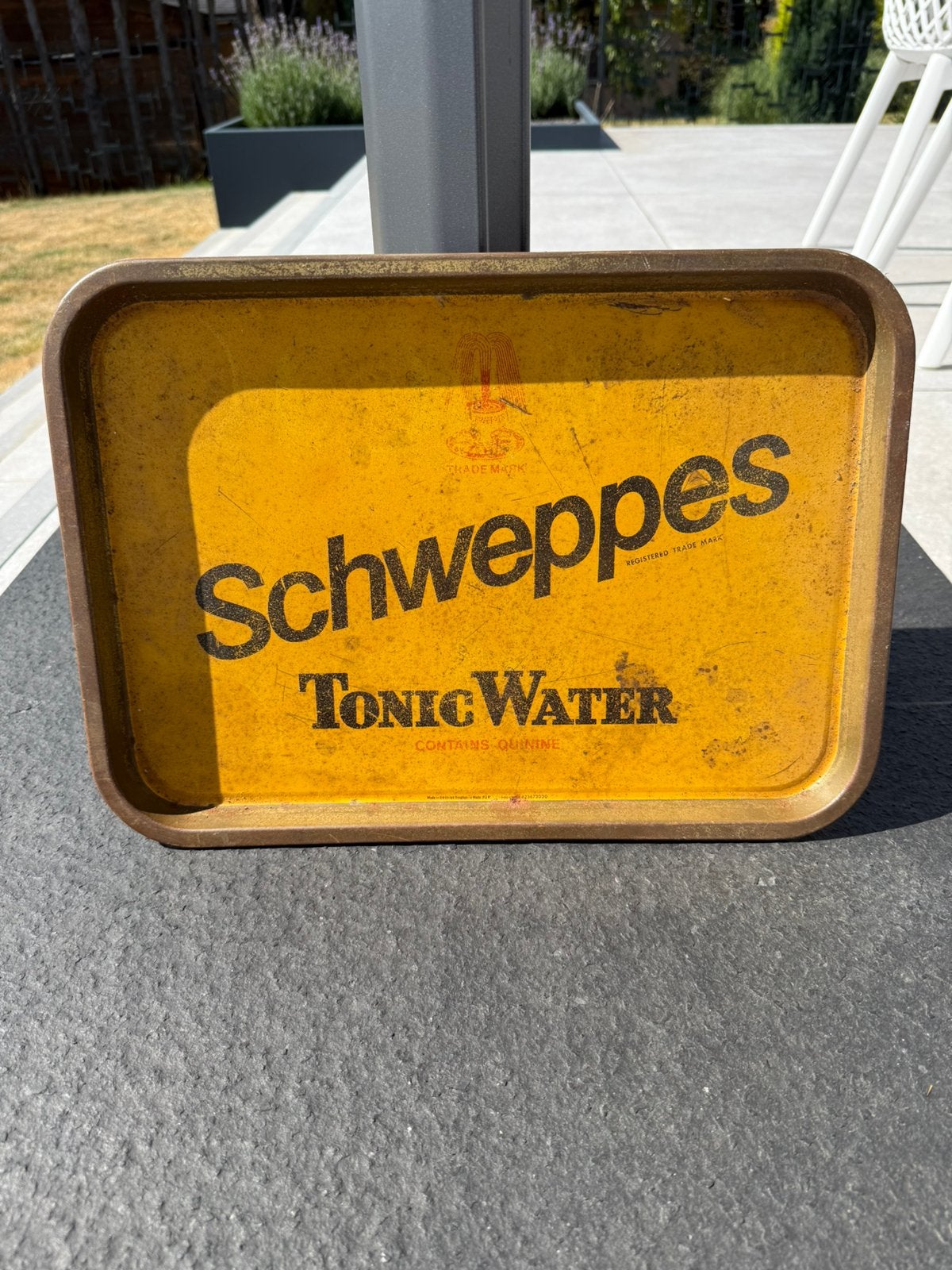 Ancien plateau Schweppes Tonic Water vintage, Enlèvement ou Envoi, Utilisé, Ustensile