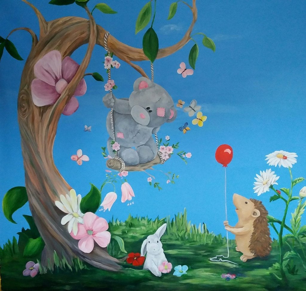 voor kinderkamer; schilderij op doek 2m00 X 2m00, Antiek en Kunst, Kunst | Schilderijen | Modern, Ophalen, Handgeschilderd, Overige materialen