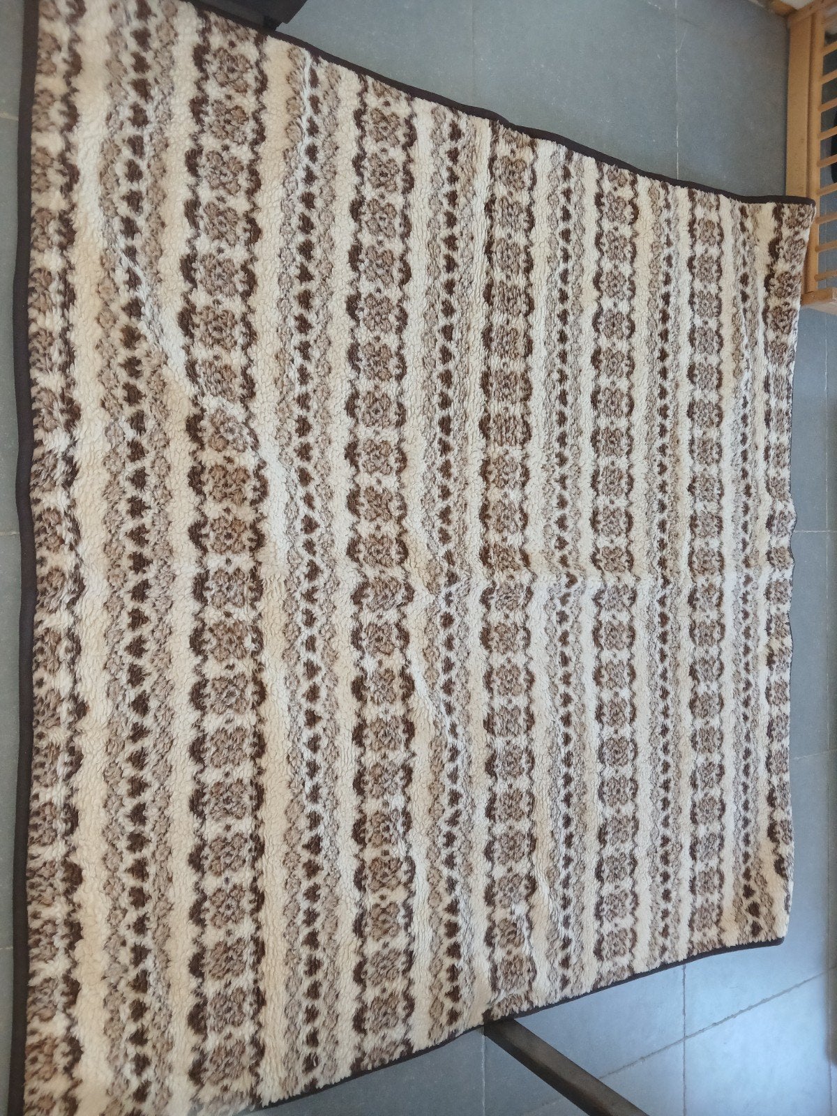 Plaid en laine de mouton mérinos véritable, Beige, Laine, Enlèvement, Utilisé