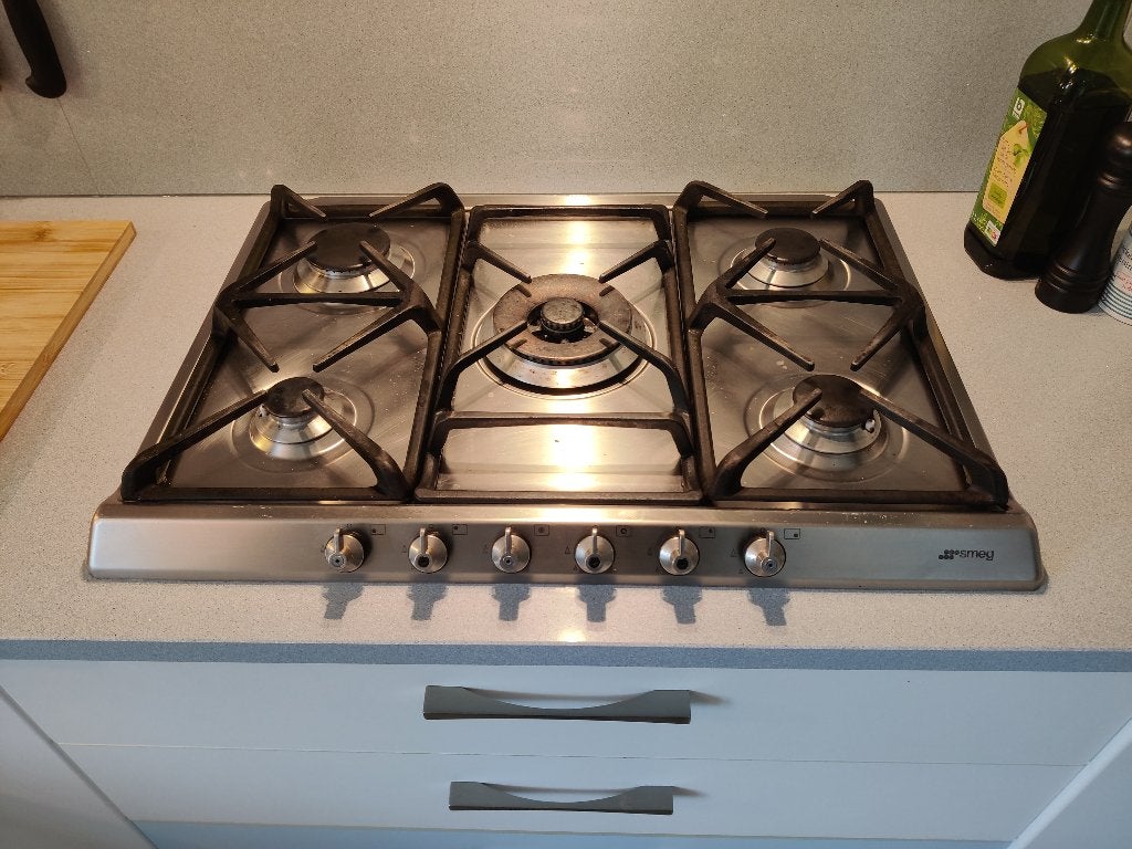 Smeg gaskookplaat, Ophalen, Gebruikt, 60 cm of meer, Inbouw
