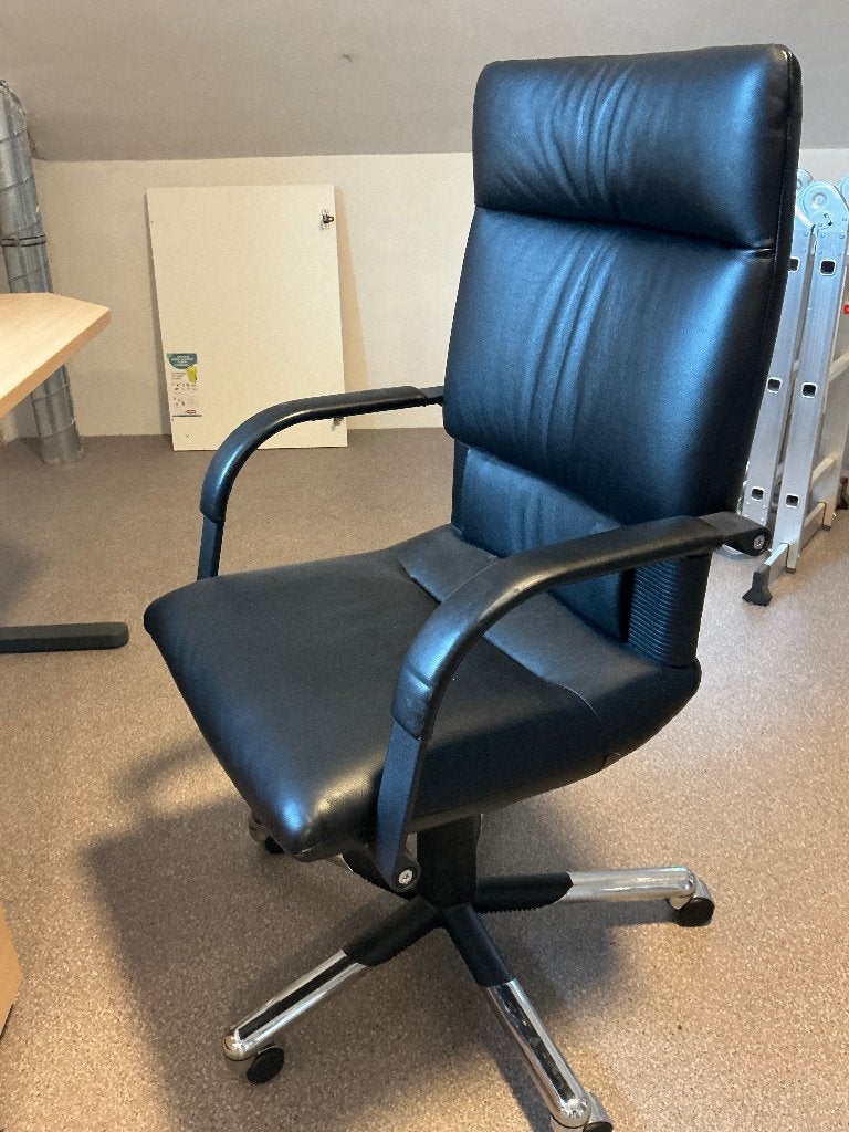 Vitra Bureaustoel Leder, Huis en Inrichting, Bureaustoelen, Ophalen, Gaming bureaustoel, Gebruikt, Zwart