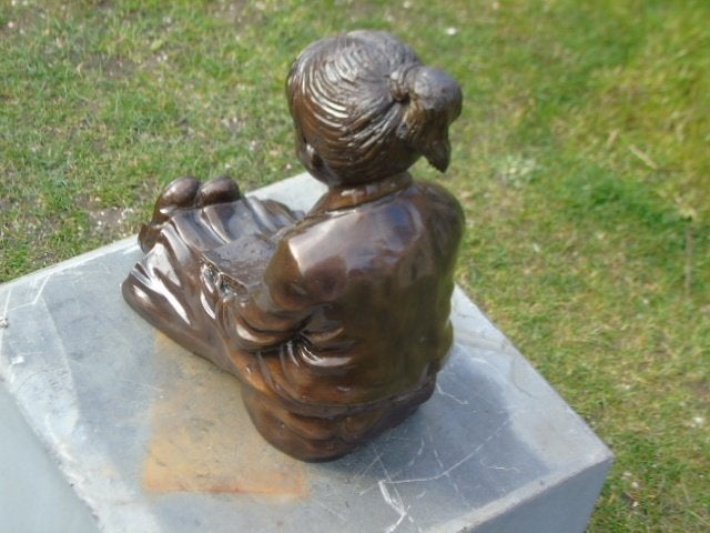 fille assise au livre en bronze, soldé !, Jardin & Terrasse, Enlèvement ou Envoi, Neuf