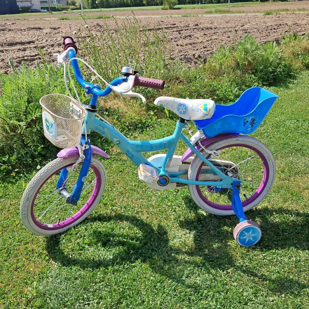 14 inch kinderfiets Frozen, Fietsen en Brommers, Ophalen, Zijwieltjes, Gebruikt, Velgrem