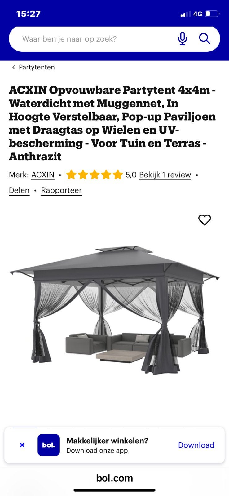 Party tent 4*4 nieuw in de doos 120€, Jardin & Terrasse, Tonnelles, Enlèvement, Neuf, Tente de réception, Pliable