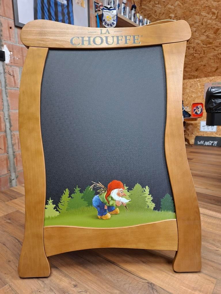 Groot dubbelzijdig staand krijtbord van La Chouffe, Ophalen, Nieuw, Overige typen, Overige merken