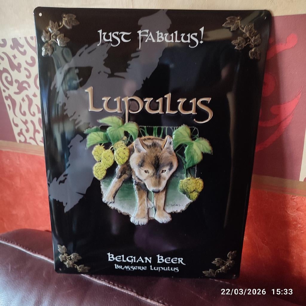 Metalen plaat van LUPULUS., Verzamelen, Biermerken, Ophalen of Verzenden, Nieuw, Reclamebord, Plaat of Schild, Overige merken