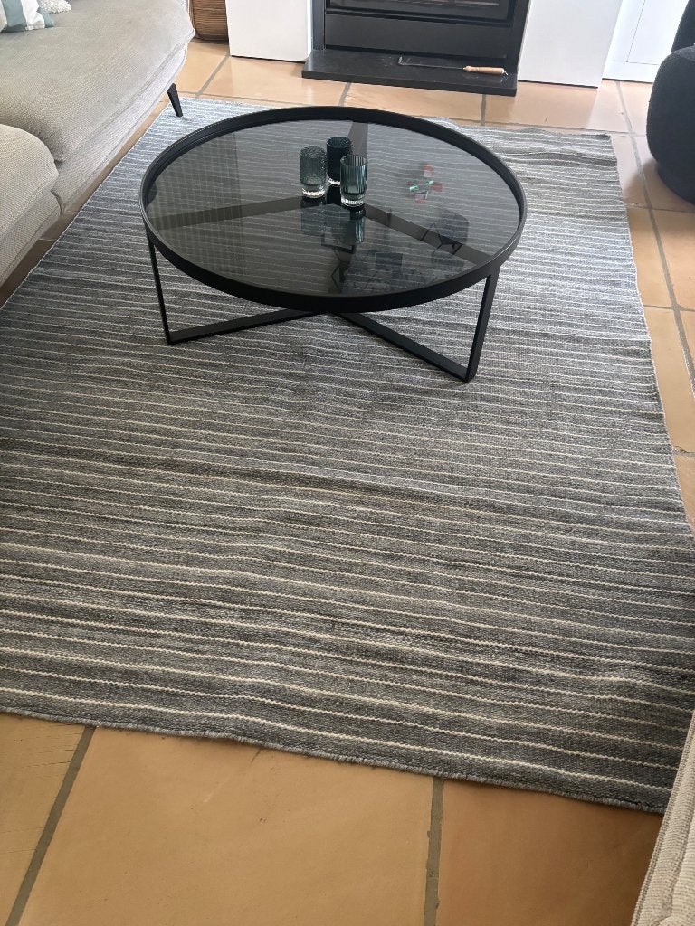 Nuuck Tapijt Grijs-blauw streep 240x170, Ophalen, 150 tot 200 cm, 200 cm of meer, Zo goed als nieuw