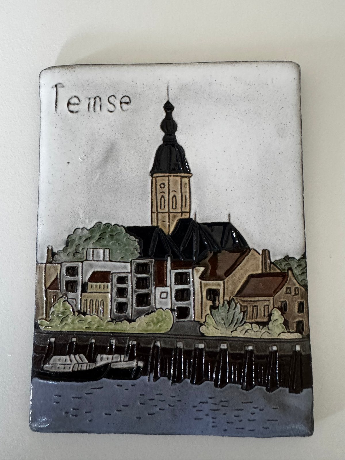 Ancienne plaque céramique Temse (Belg) fait main 12x13cm, Antiquités & Art, Enlèvement ou Envoi