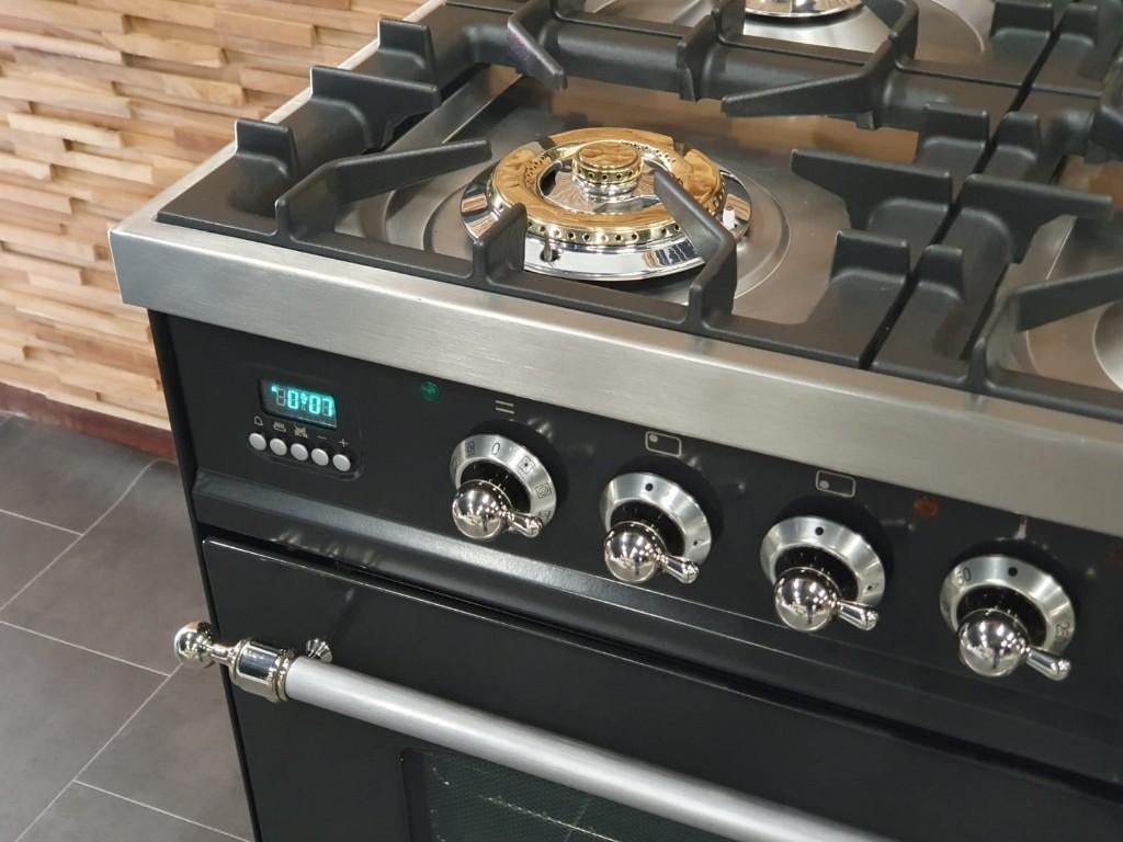 🔥Luxe Boretti Fornuis 100cm antraciet + rvs 6 pits 2 ovens, Ophalen, 60 cm of meer, Zo goed als nieuw, Energieklasse A of zuiniger